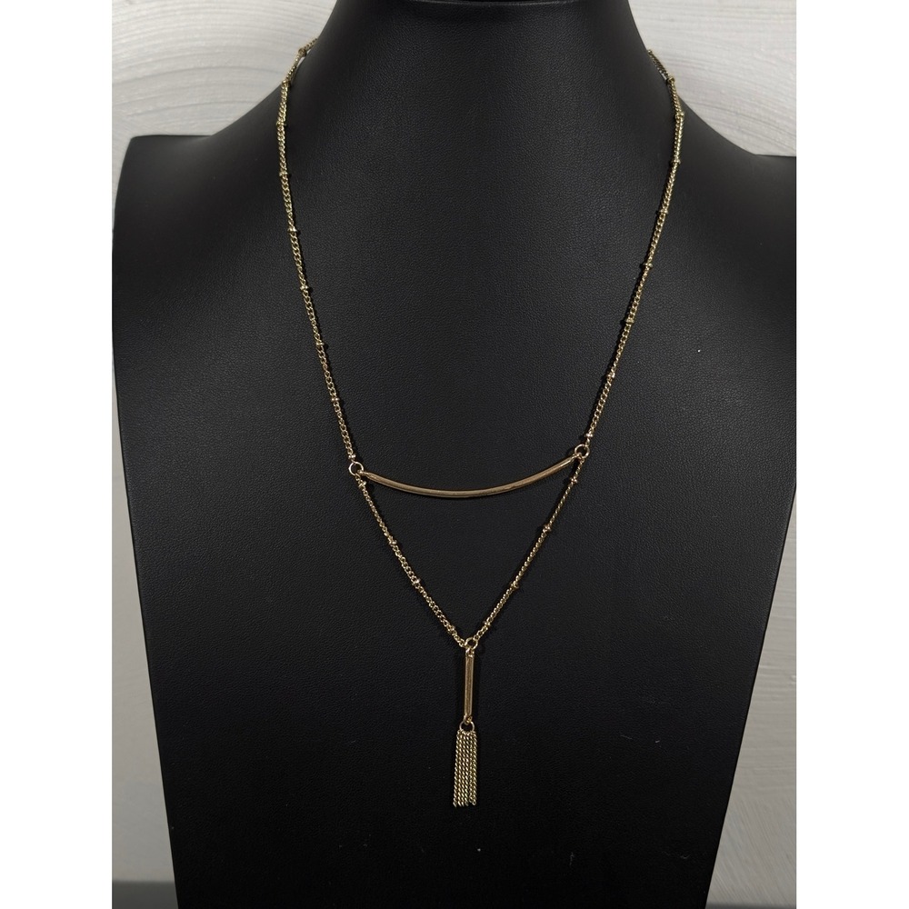 BCBGeneration Gold Tone Delicate Layered Chevron‎ V-Necklace 21" NWT